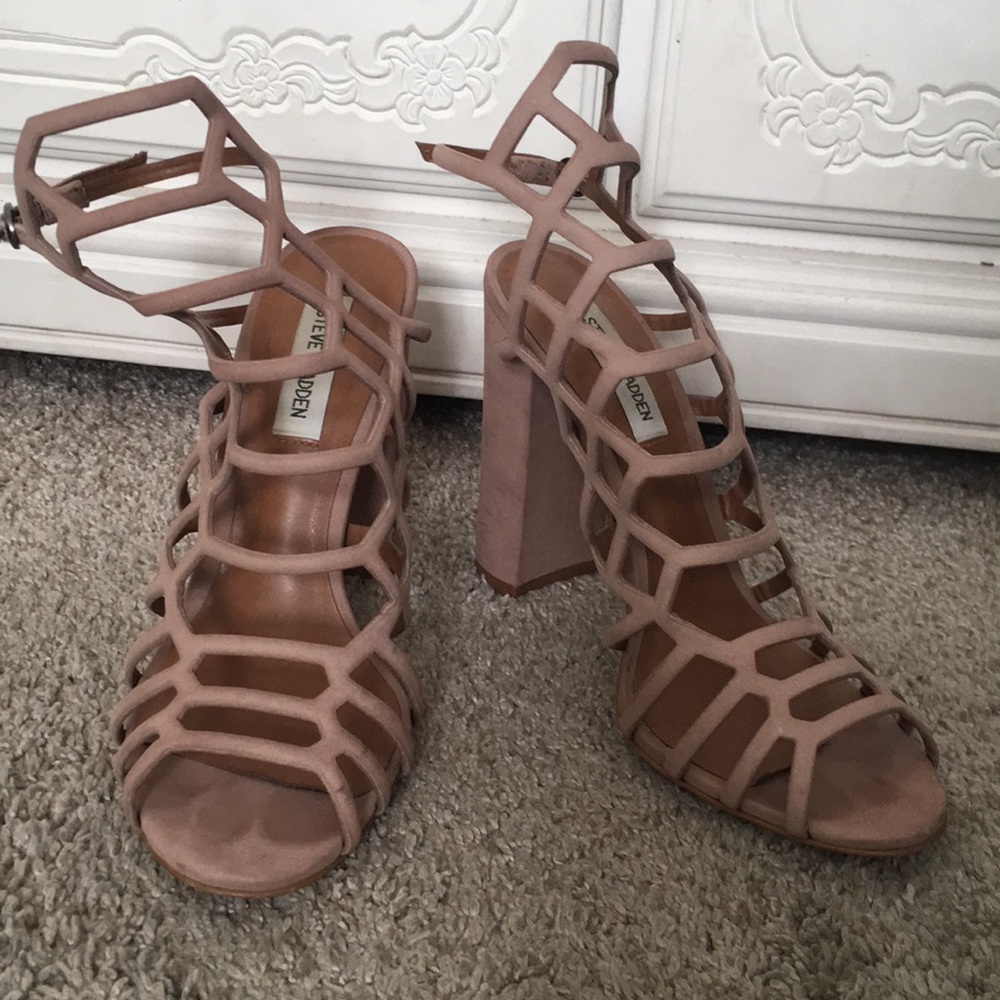 leather block heels
